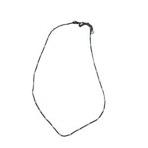 Signed esbe Silvertone and Teal Delicate Chain 22" Necklace